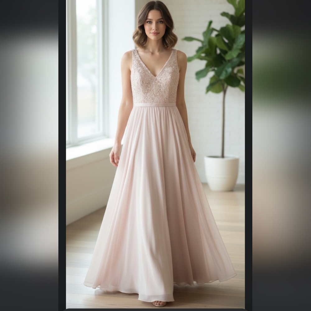 Elegant Lace V-Neck Pink Dress